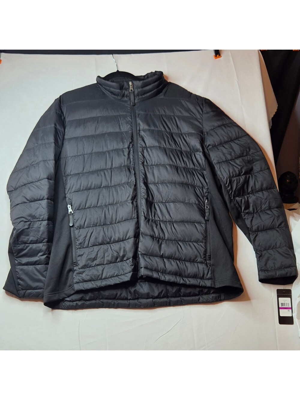 GUESS Men's Black Mixed Media Hybrid Puffer Jacket XXL NWT 27 Pit to Pit